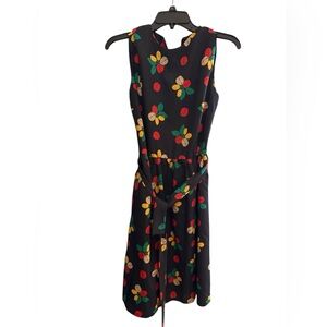 Vintage L’aiglon II Black Floral Fruit High Neck Dress 10